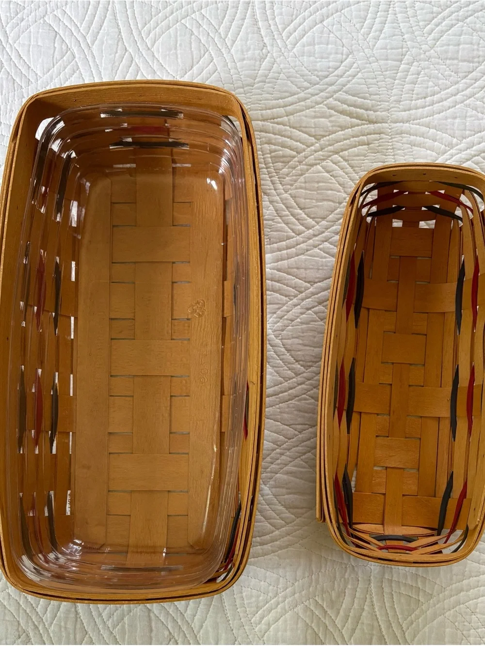1997 Longaberger Cracker Basket with Classic Blue Liner and Handles